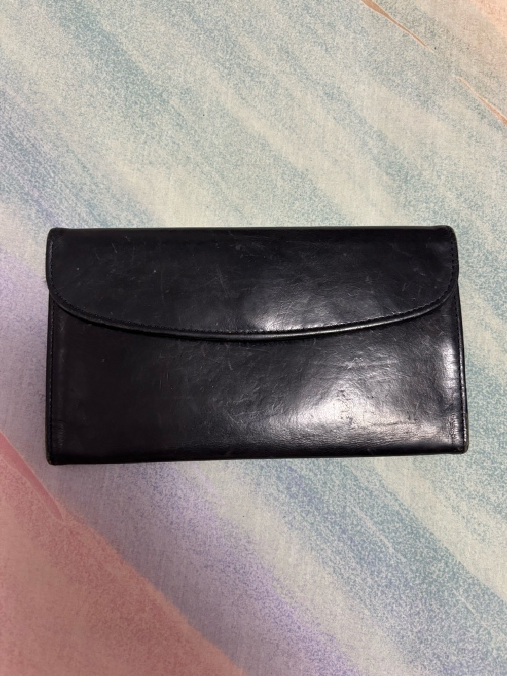 Vintage Coach Checkbook Wallet Black Soft Leather Trifold